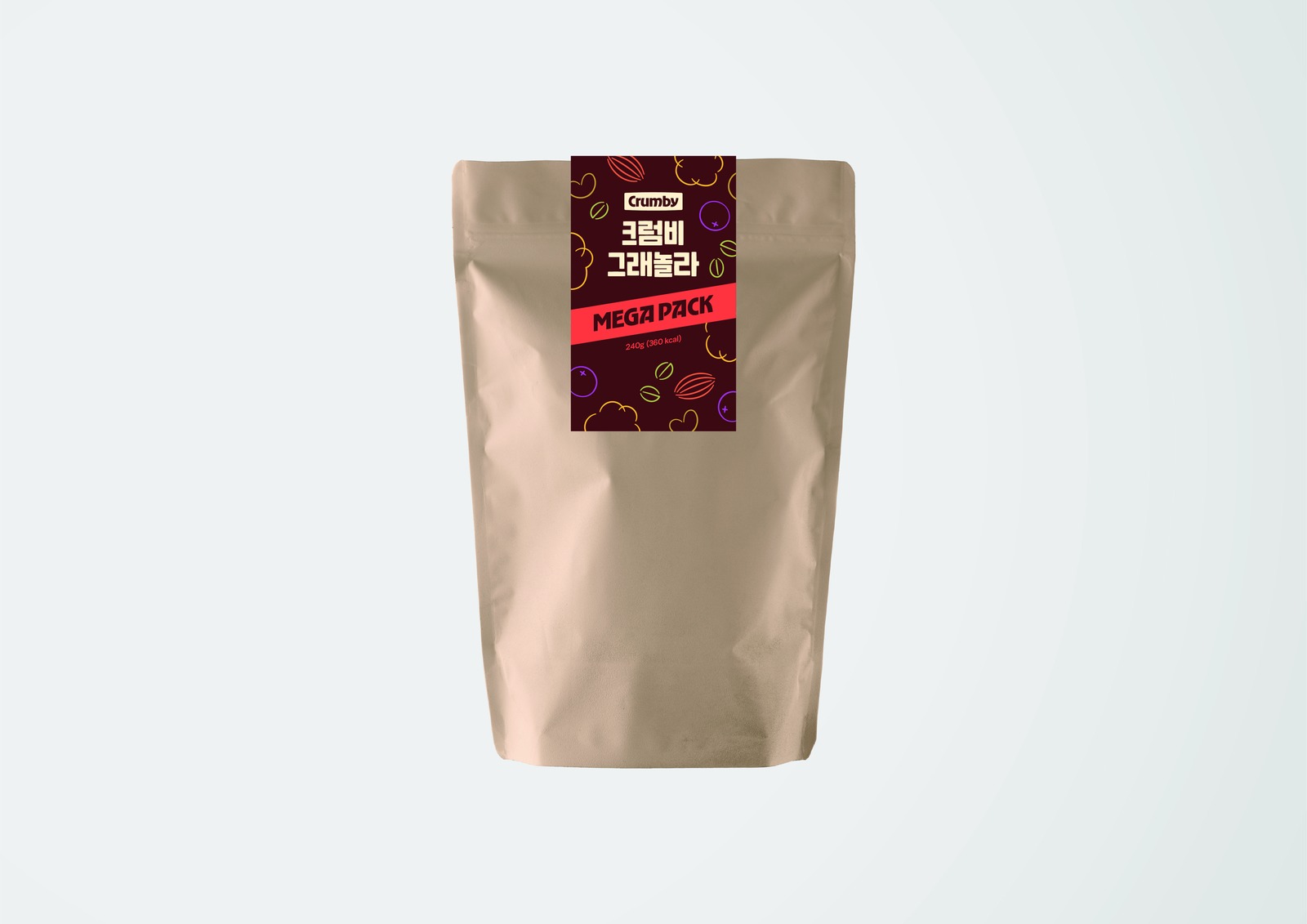 크럼비 그래놀라 240g 메가팩 파우치 목업